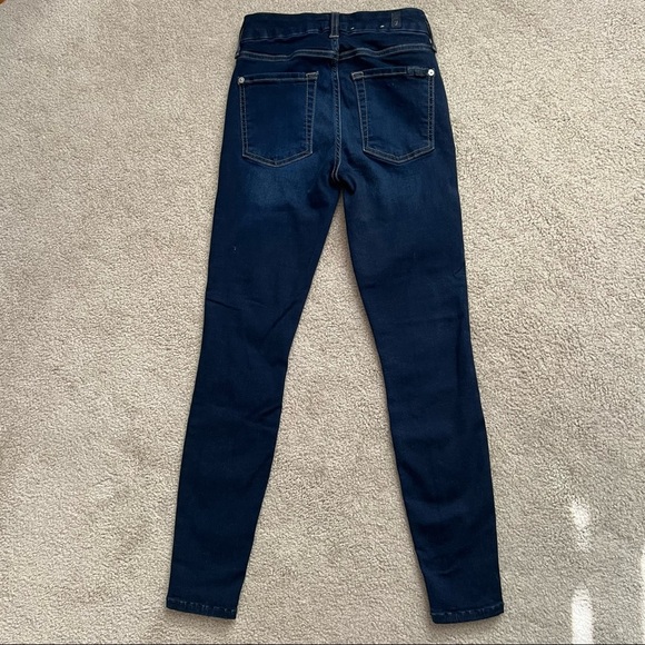 7 for all Mankind Slim Illusion Mid Rise Ankle Skinny in Tried & True Dark Wash - Picture 4 of 11